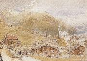 Albert goodwin,r.w.s A Sunday Morning in Engelberg,Switzerland (mk37) oil painting picture wholesale